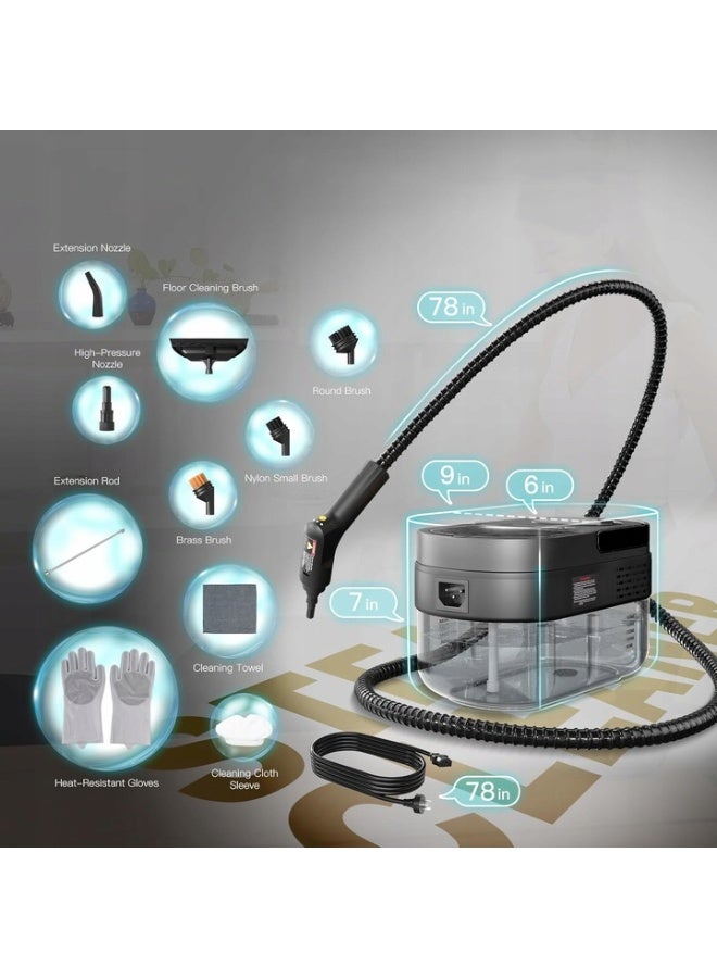 ASIV 2500W Handheld Steam Cleaner - High-Pressure High-Temperature Carpet Steam Cleaner, Quick Heating, 3 Adjustable Levels, 1.69L Water Tank, Multifunctional, Includes 11 Accessories, Suitable for Kitchen, Bathroom, Sofa, and Home Use - Image 3