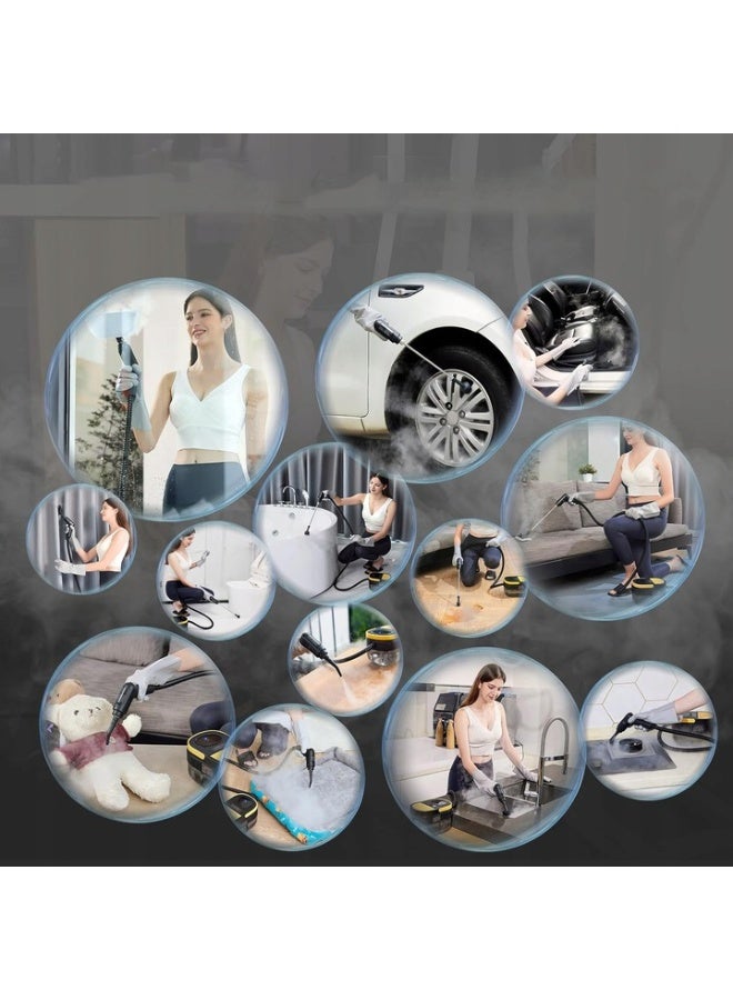 ASIV 2500W Handheld Steam Cleaner - High-Pressure High-Temperature Carpet Steam Cleaner, Quick Heating, 3 Adjustable Levels, 1.69L Water Tank, Multifunctional, Includes 11 Accessories, Suitable for Kitchen, Bathroom, Sofa, and Home Use - Image 4