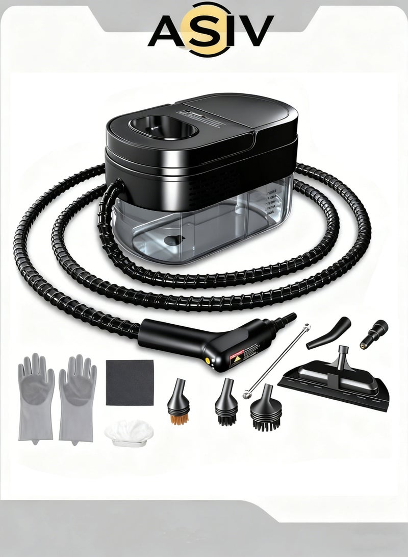 ASIV 2500W Handheld Steam Cleaner - High-Pressure High-Temperature Carpet Steam Cleaner, Quick Heating, 3 Adjustable Levels, 1.69L Water Tank, Multifunctional, Includes 11 Accessories, Suitable for Kitchen, Bathroom, Sofa, and Home Use - Image 1