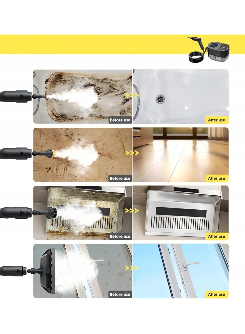 lanthour 2500W Handheld Steam Cleaner - High-Pressure High-Temperature Carpet Steam Cleaner, Quick Heating, 3 Adjustable Levels, 1.69L Water Tank, Multifunctional, Includes 11 Accessories, Suitable for Kitchen, Bathroom, Sofa, and Home Use - Image 2