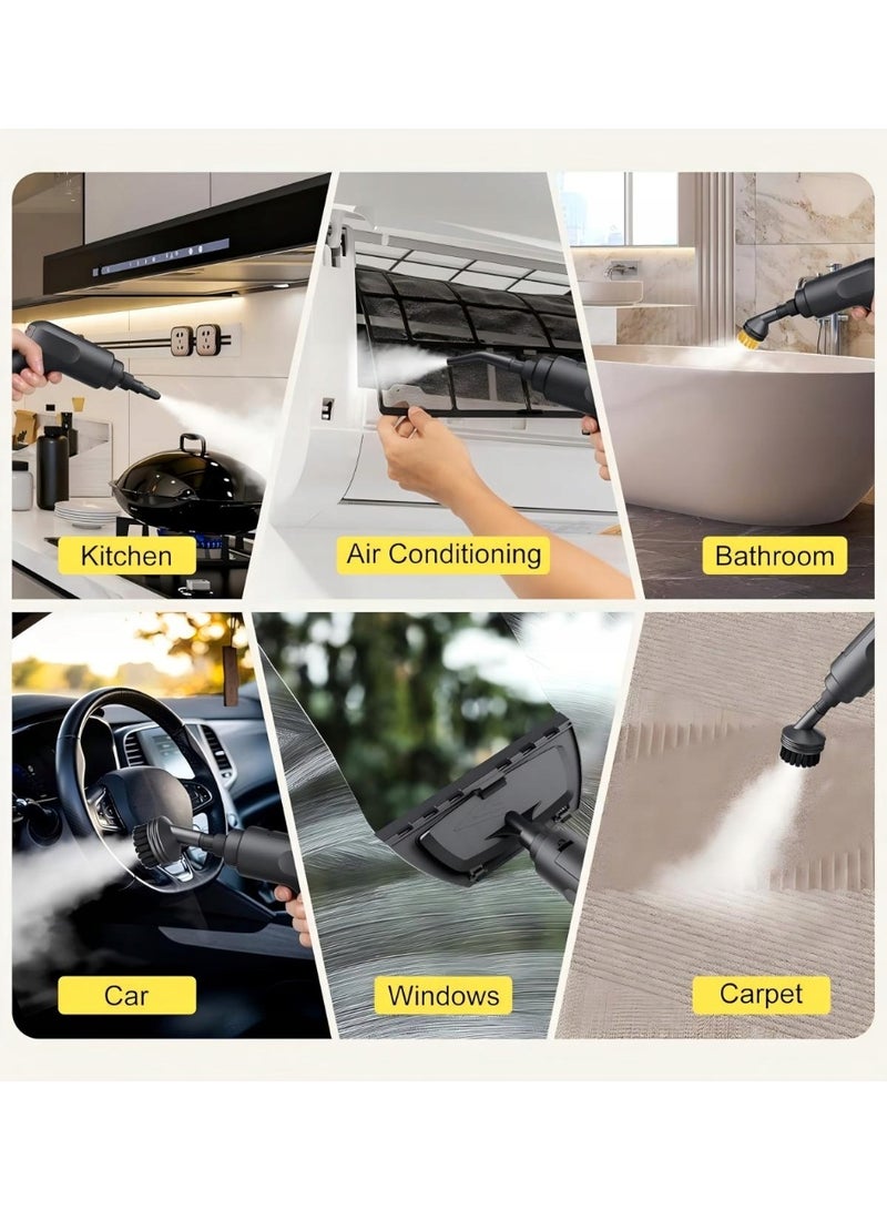 lanthour 2500W Handheld Steam Cleaner - High-Pressure High-Temperature Carpet Steam Cleaner, Quick Heating, 3 Adjustable Levels, 1.69L Water Tank, Multifunctional, Includes 11 Accessories, Suitable for Kitchen, Bathroom, Sofa, and Home Use - Image 4