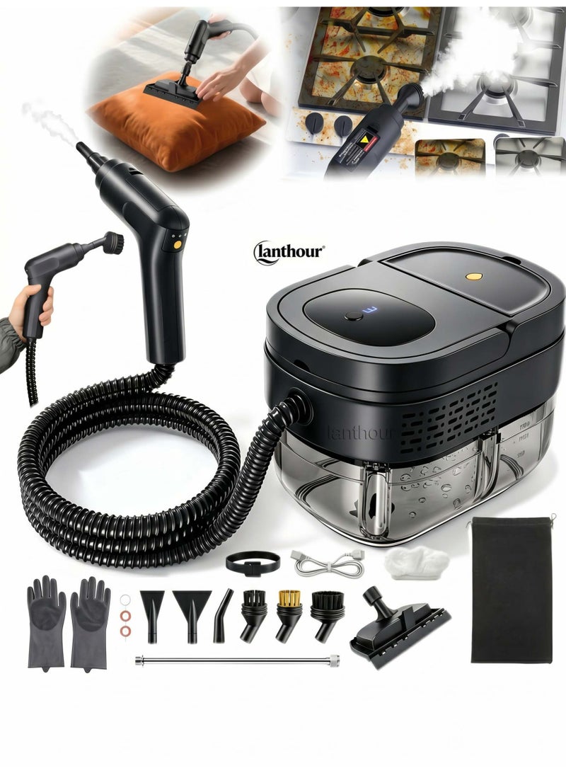 lanthour 2500W Handheld Steam Cleaner - High-Pressure High-Temperature Carpet Steam Cleaner, Quick Heating, 3 Adjustable Levels, 1.69L Water Tank, Multifunctional, Includes 11 Accessories, Suitable for Kitchen, Bathroom, Sofa, and Home Use - Image 1