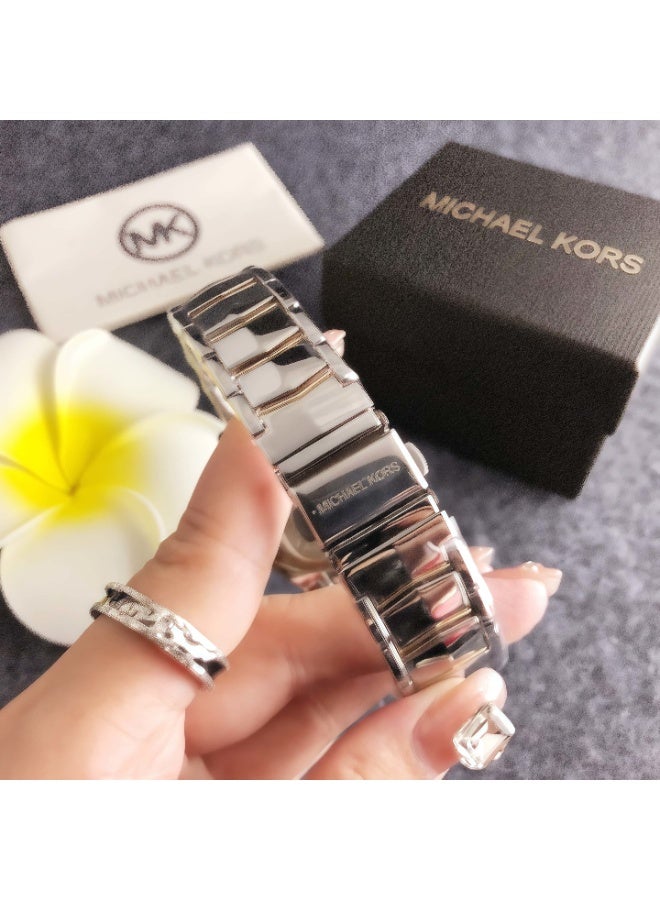 MK Michael Kors Classic Men's and Women's Fashion Multi functional Alloy Round Quartz Watch Stainless Steel Strap 38CM - Image 4
