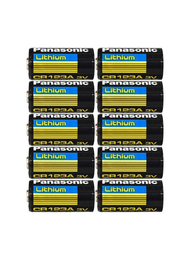 Panasonic CR123A Lithium 3V Photo Lithium Batteries, 0.67" Dia x 1.36" H (17.0 mm x 34.5 mm) (Pack of 10)