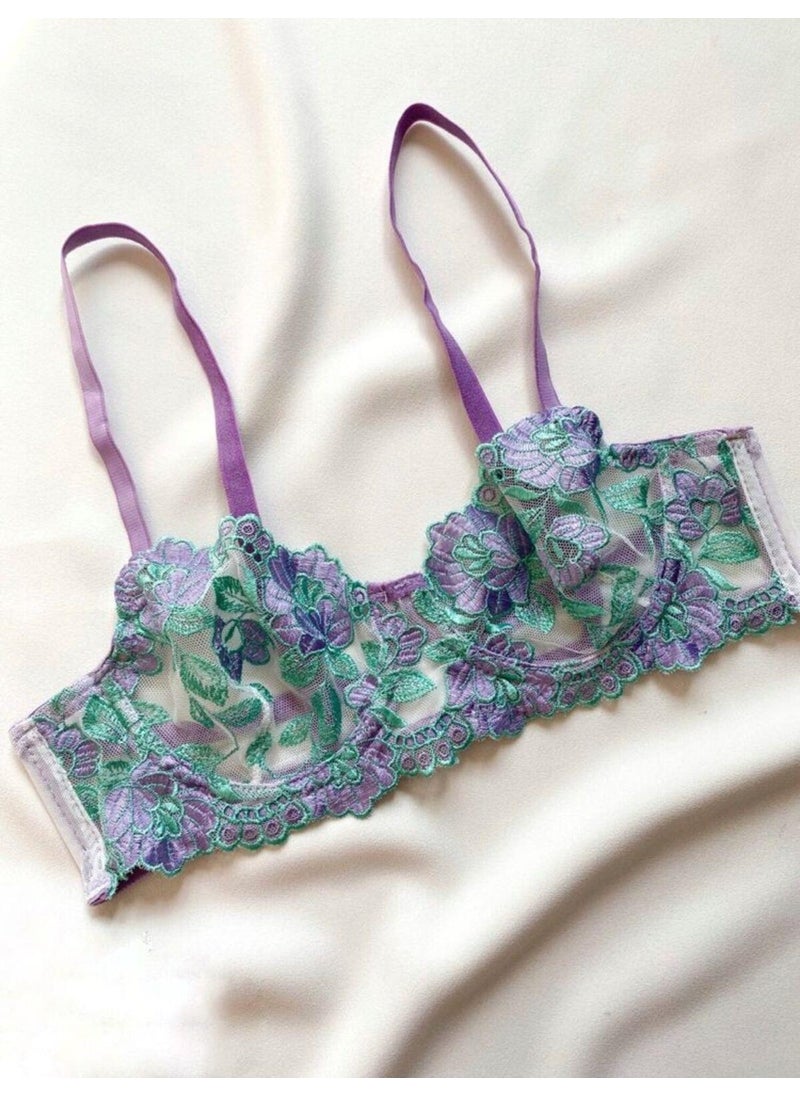 La Linaa Olivia Purple Green Women's Bralet Set  - Image 5