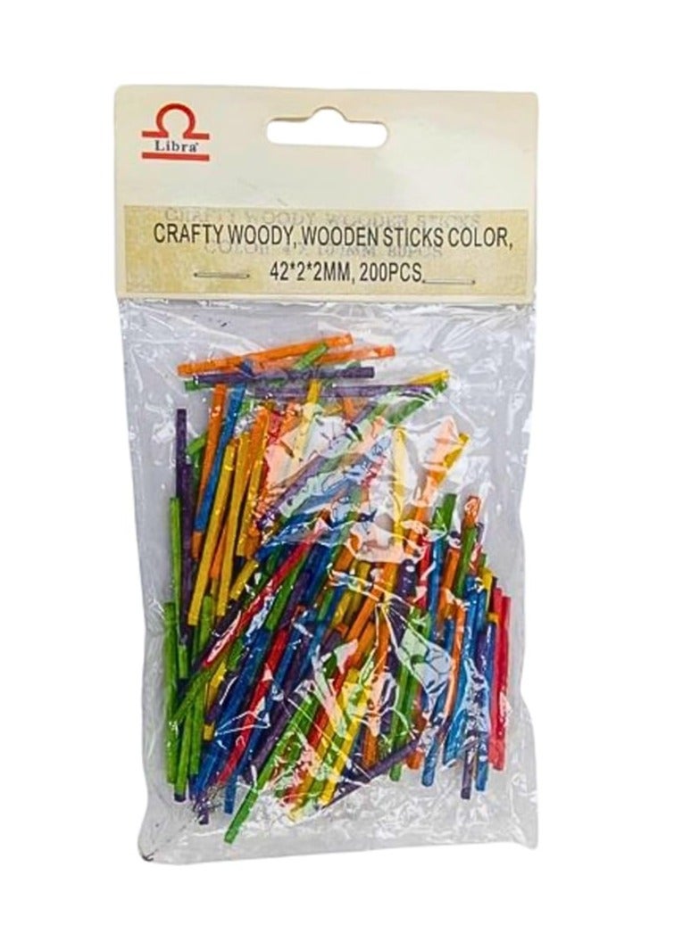 Libra CRAFTY WOODY WOODEN STICKS COLOR 42X2X2MM 200PCS - Image 2