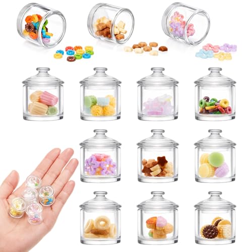 Sumind Cute Miniature Dollhouse Food Jar Glass Bottle 112 Mini Fruit Simulation Scene Candy Snack Model Party Doll House Kitchen Decoration for Dollhouse Dessert10 Pcs - Image 1