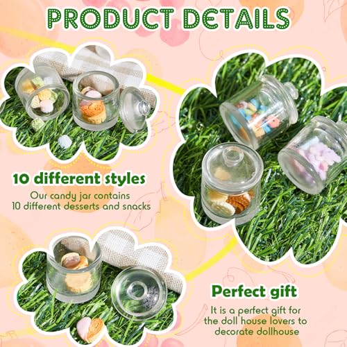 Sumind Cute Miniature Dollhouse Food Jar Glass Bottle 112 Mini Fruit Simulation Scene Candy Snack Model Party Doll House Kitchen Decoration for Dollhouse Dessert10 Pcs - Image 5