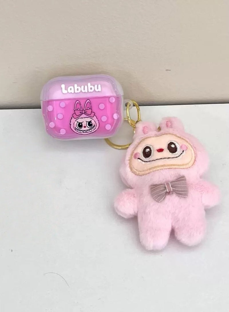 لابوبو 2 قطعة ， غطاء علبة سماعة رأس كرتون Ragbub Cover مناسبة لـ AirPodspro/Pro2 Casephone Case ， علبة سماعة الرأس + دمية