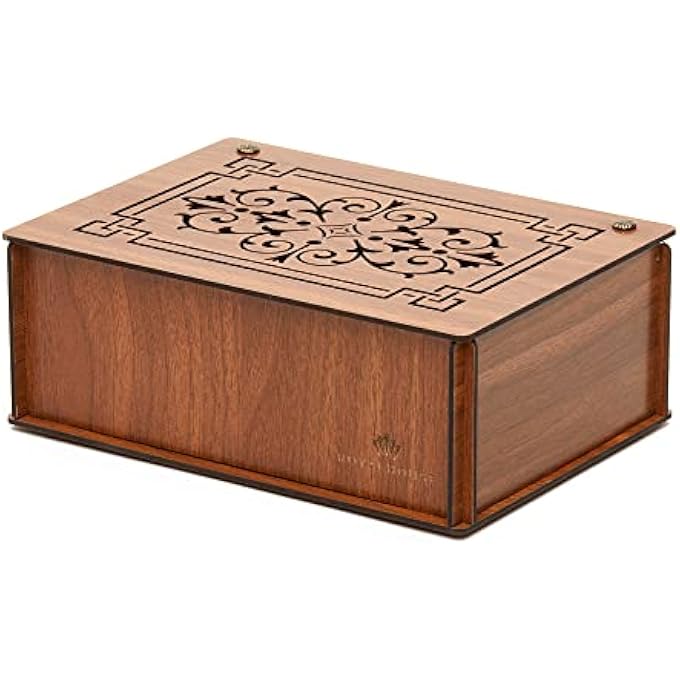 RoyalHouse صندوق تخزين شاي منظم مصنوع من خشب MDF الصلب عالي الجودة، بني اللون، صديق للبيئة، متعدد الوظائف، صندوق مزخرف، 9 أقسام لمجموعة متنوعة من أكياس الشاي والأشياء الصغيرة - Image 4