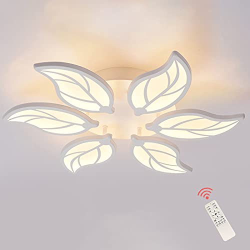 RJ-60W Modern 6 Heads Ceiling Light with Dimmable Remote Control Cool White, Warm White, Natural White, Flush Mount Lighting Fixture for Living Room Children Bedroom Dining Room (2 Years Warranty) - Image 1