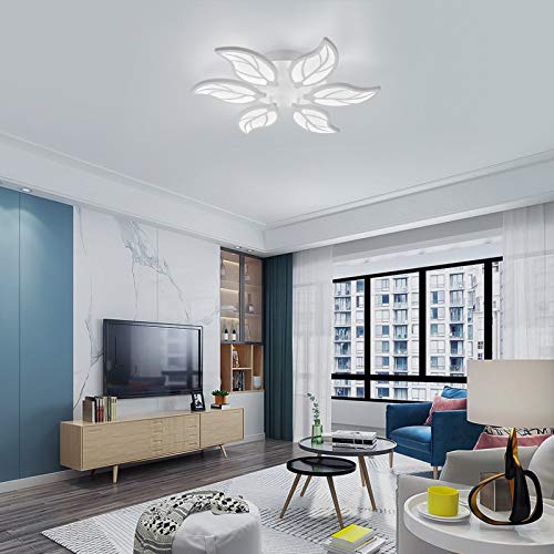 RJ-60W Modern 6 Heads Ceiling Light with Dimmable Remote Control Cool White, Warm White, Natural White, Flush Mount Lighting Fixture for Living Room Children Bedroom Dining Room (2 Years Warranty) - Image 2