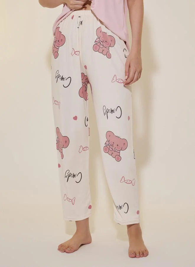 Take Two Elephant Print T-Shirt and Pyjama Pants Set