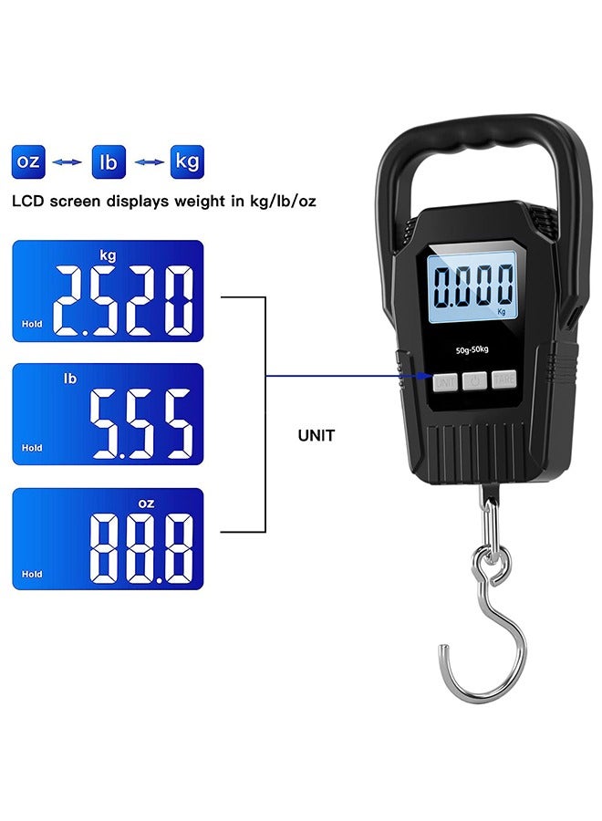 وزن السمك 110 رطل / 50 كجم مع مقبض كبير محسن وشاشة LCD ذات الإضاءة الخلفية مع مقبض مريحة ومقياس حقيبة كبيرة - Image 3