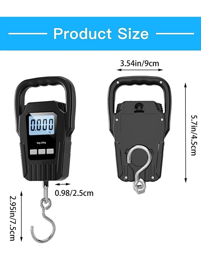 وزن السمك 110 رطل / 50 كجم مع مقبض كبير محسن وشاشة LCD ذات الإضاءة الخلفية مع مقبض مريحة ومقياس حقيبة كبيرة - Image 4