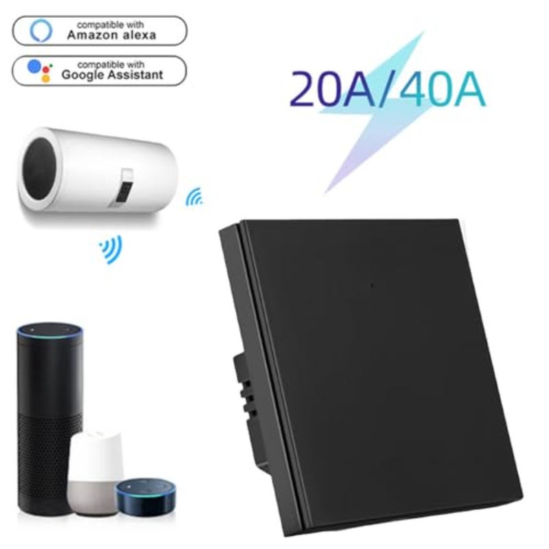 Tuya Smart Water Heater Switch, 20A 4000w Boiler Switch, Voice Control via Alexa Echo and Google Home, Remote Timer Function Black, 40Amps - Image 2