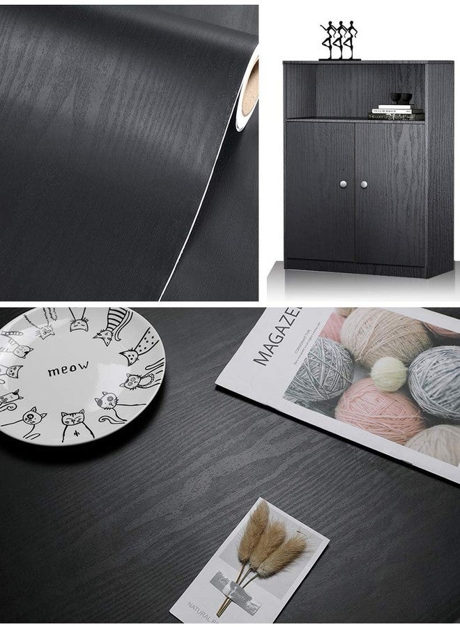 tiltil Black Wood Wallpaper - Peel and Stick Wallpaper Wood - Black Wood Self-Adhesive & Removable Wallpaper for Countertop Furniture Kitchen Wall, Realistic Wood Sensation, Easy to Clean, 17.7” ×197”Vinyl - Image 2