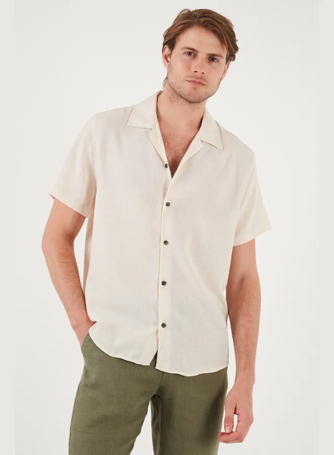Buratti Buratti Linen Look Short Sleeve Open Collar Regular Fit Shirt Men's SHIRT CF23S116775