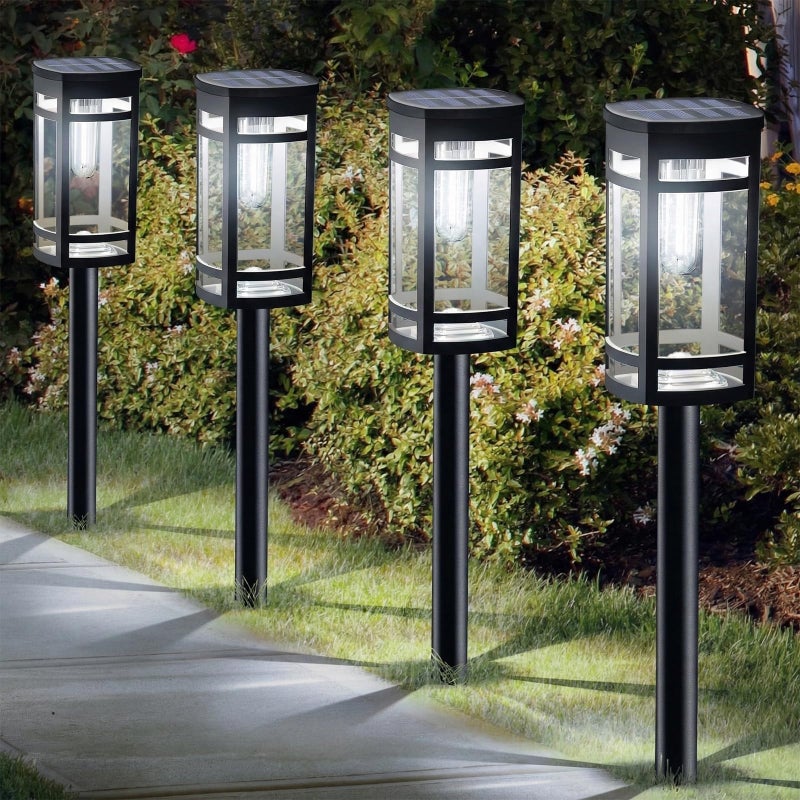 EXCMARK 12 Pack Solar Lights Outdoor Waterproof for Garden Pathway Walkway Driveway Yard Lawn Decorative Landscape Lighting. (Cool White Light, 12) - Image 1