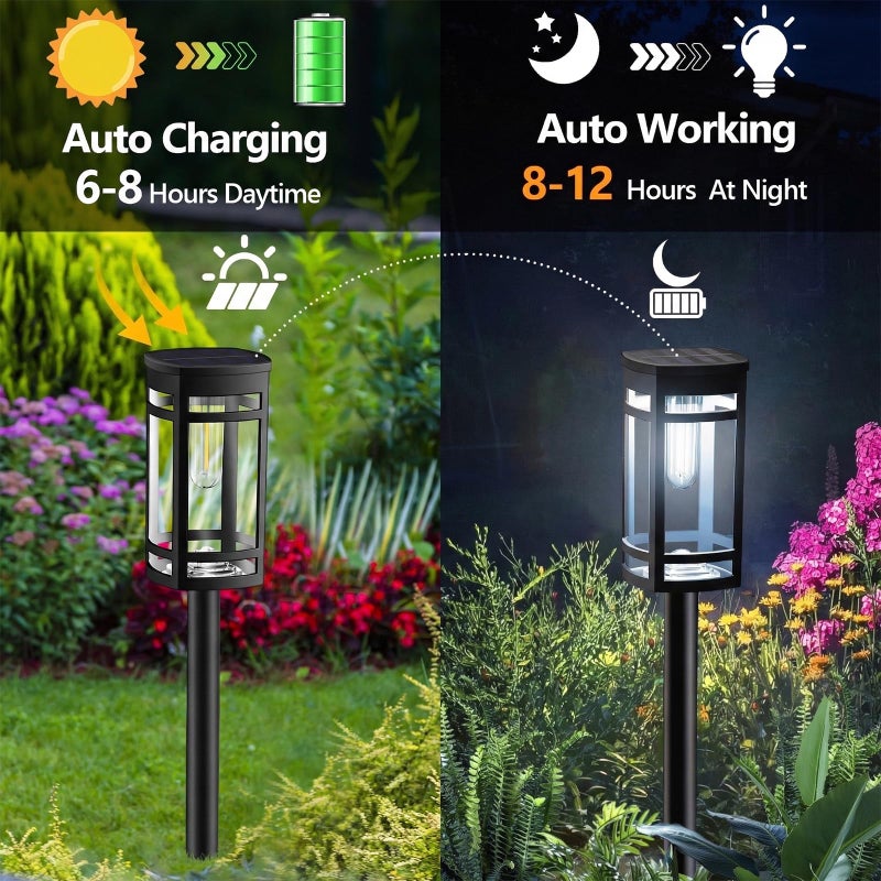 EXCMARK 12 Pack Solar Lights Outdoor Waterproof for Garden Pathway Walkway Driveway Yard Lawn Decorative Landscape Lighting. (Cool White Light, 12) - Image 5