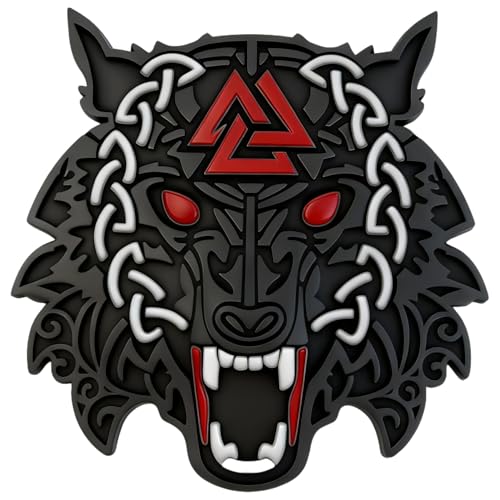 LWQLZY Viking Fenrir Wolf Car Emblem Metal 3D Badge with Yellow GlowinTheDark Eyes 3M Adhesive Norse Wolf Head Decal for Car Truck Motorcycle or Home Decor Matte Black - Image 1