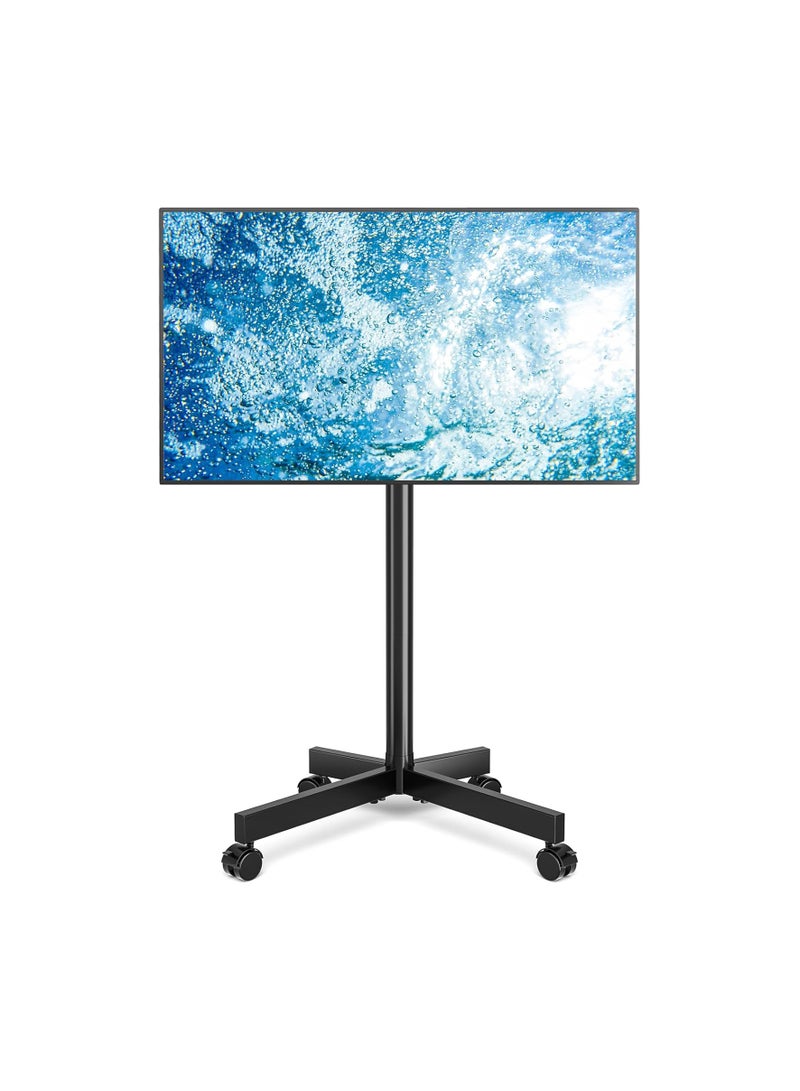 Rollable TV Stand with Wheels – Height Adjustable Mobile TV Trolley for 23-55 Inch LED/LCD/Plasma TVs, Supports up to 40 kg, VESA 400x400 mm