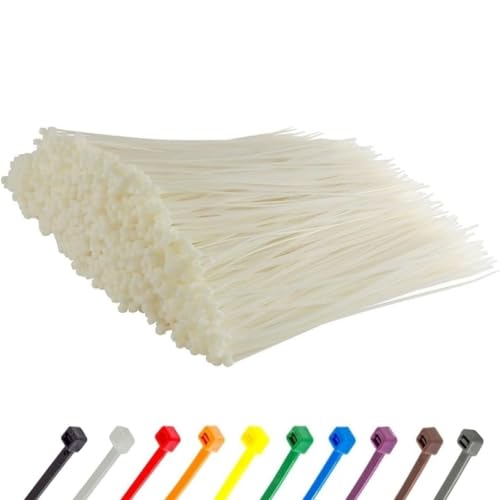 GTSE 14 Inch White/Clear Zip Ties, 1,000 Bulk Pack, 50lb Strength, UV Resistant Long Nylon Cable Ties, Self-Locking 14" Tie Wraps - Image 1