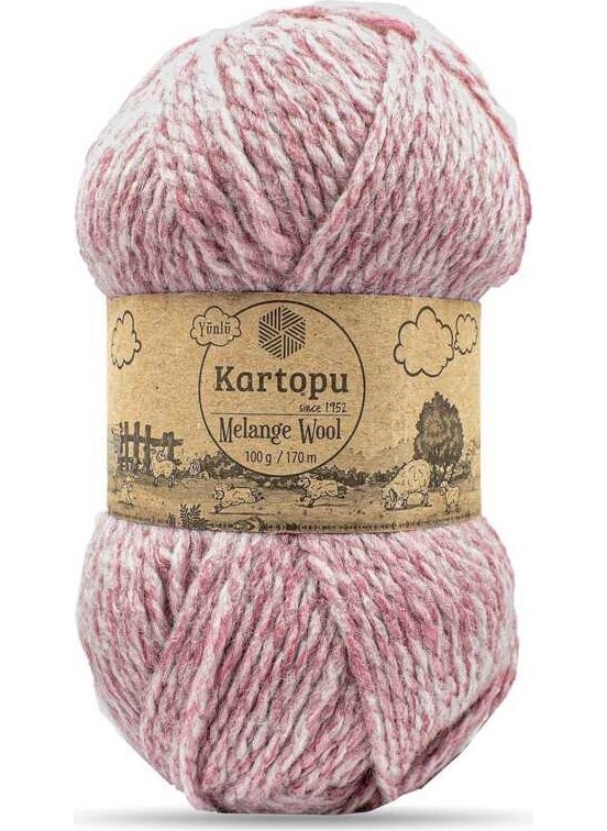 Kartopu - Melange Wool K9005 5 Pieces Woolen Hand Knitting Yarn Rose Dried - Image 1