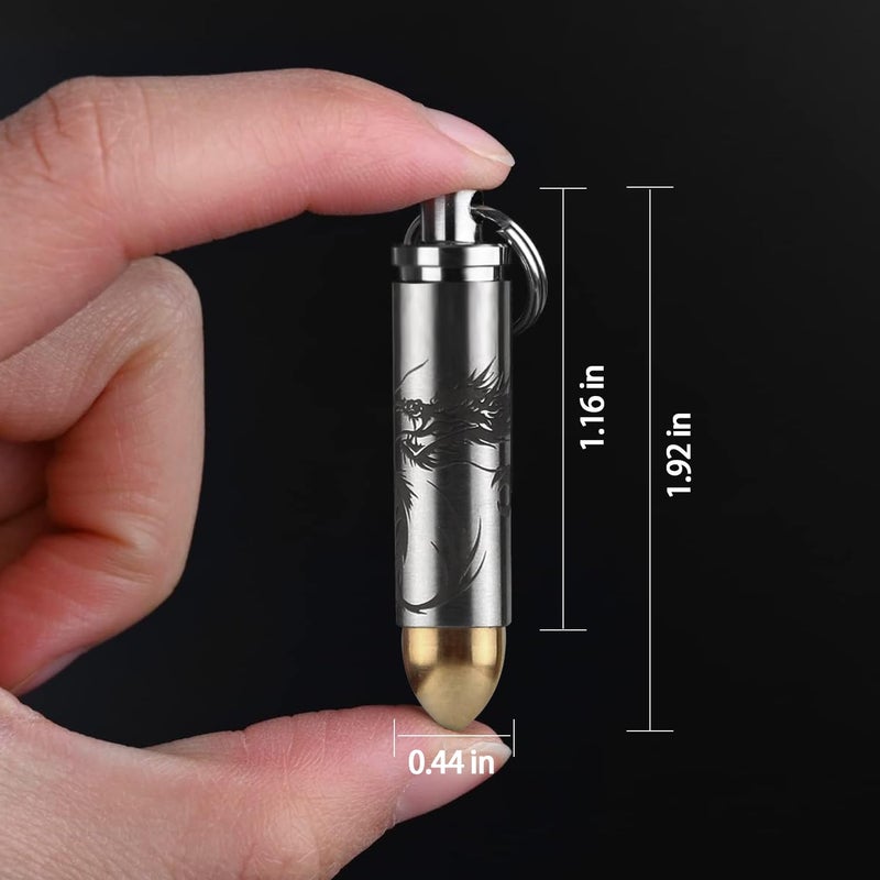 aiGear Titanium Mini Pill Fob Inner Diameter 0.32 Inch with Necklace Light Weight Pill Holder Waterproof Small Keychain Pill Box for EDC Outdoor Hiking Camping Travel First Aid - Image 2
