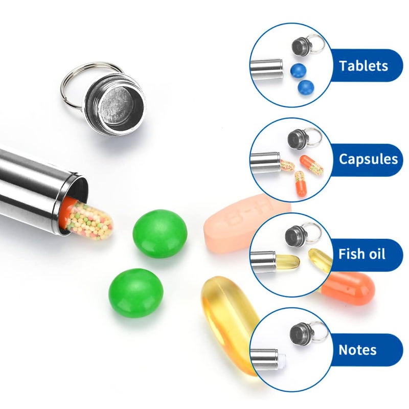 aiGear Titanium Mini Pill Fob Inner Diameter 0.32 Inch with Necklace Light Weight Pill Holder Waterproof Small Keychain Pill Box for EDC Outdoor Hiking Camping Travel First Aid - Image 4