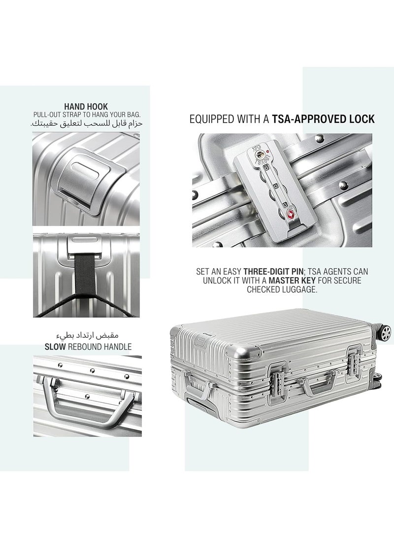 TEREPLUS® Full Aluminium Magnesium Luxury Carry-on Luggage Travel Suitcase Premium Zipperless Silent Wheels Cabin Bag Magna (Silver, 20) - Image 4