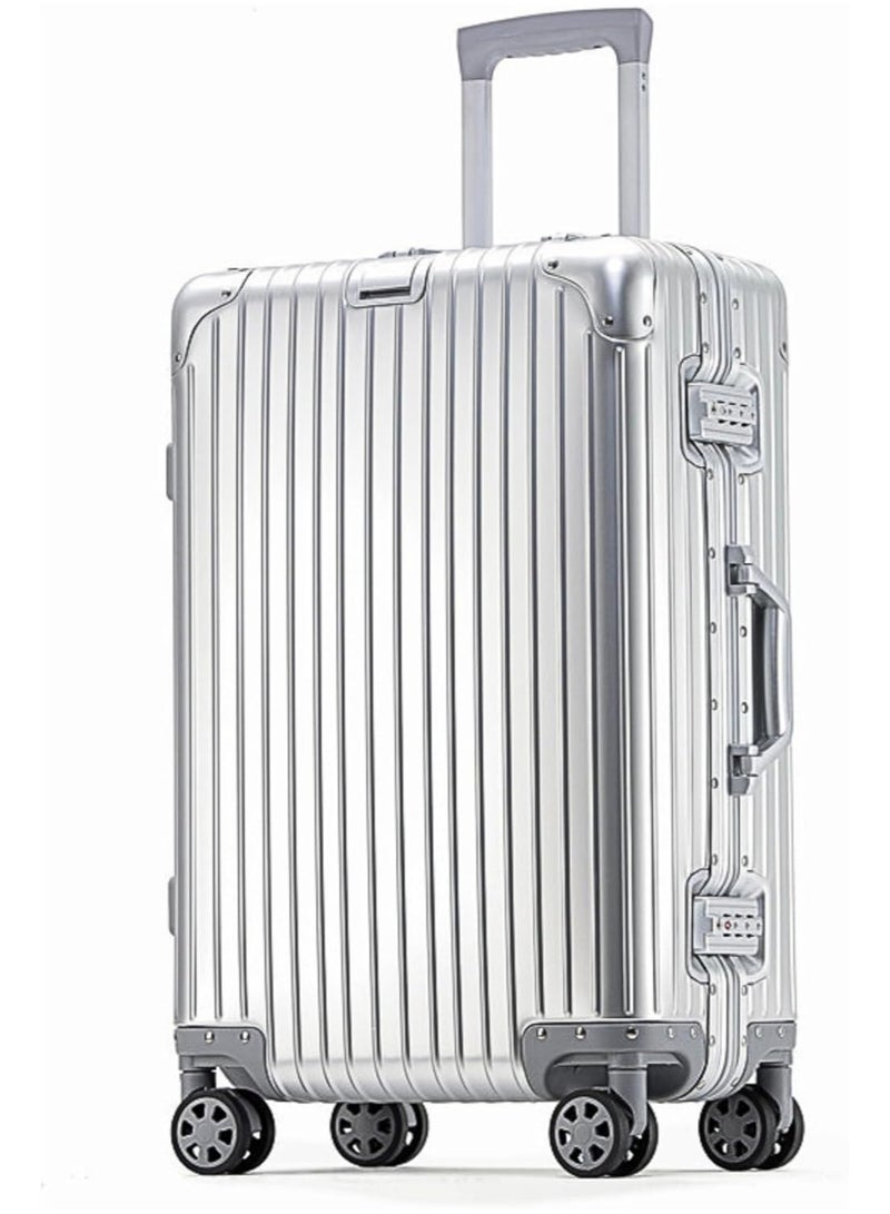 TEREPLUS® Full Aluminium Magnesium Luxury Carry-on Luggage Travel Suitcase Premium Zipperless Silent Wheels Cabin Bag Magna (Silver, 20) - Image 1
