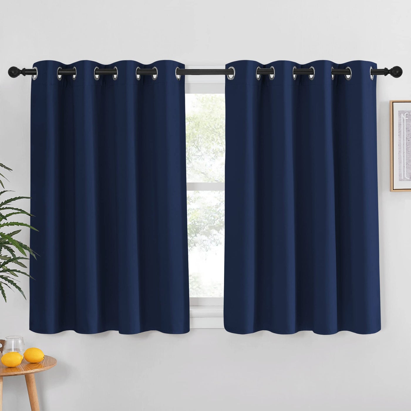 NICETOWN Blackout Curtain and Drape for Kitchen Thermal Insulated Solid Grommet Top Blackout PanelDrapery for Kids Room Navy 1 Panel 52 x 54 inches