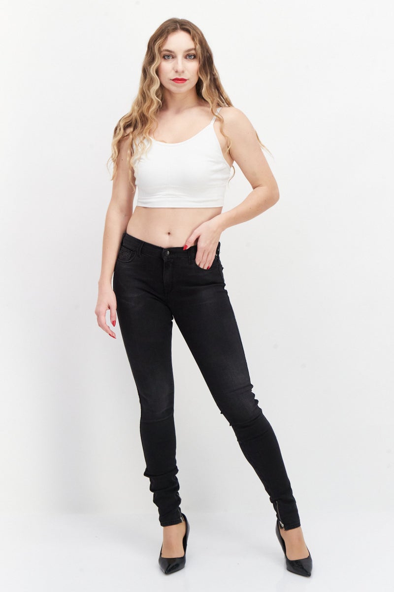 Replay Women Super Skinny Fit Stretchable Washed Denim Jeans, Black - Image 3