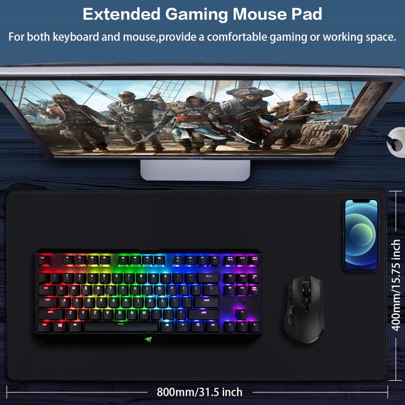 Canjoy Gaming Mouse Pad (31.5x15.7in) 3mm Thickness XX-Large Extended Mousepad Big Computer Keyboard Full Desk Mousepad with Anti-Slip Base Anti-Fray - Image 2
