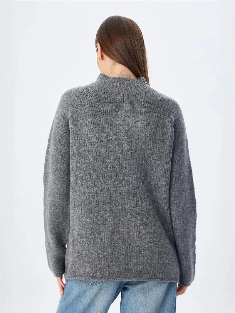 Mixray Dark Grey Mixray Knit Half Turtleneck Sweater for Women | Best Price UAE