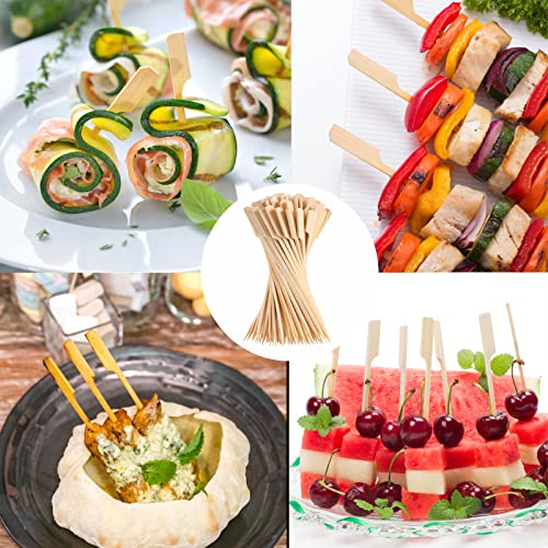 BBQStyle 200 PCS Bamboo Skewers for Appetizer, 7 Inch Caramel Candy Apple Sticks, for Drinks, Fruit Kababs, Sausage, Barbecue Snack, Natural Wood Paddle Mini Food Skewer, Cocktail Pick, Charcuterie Accessories - Image 5