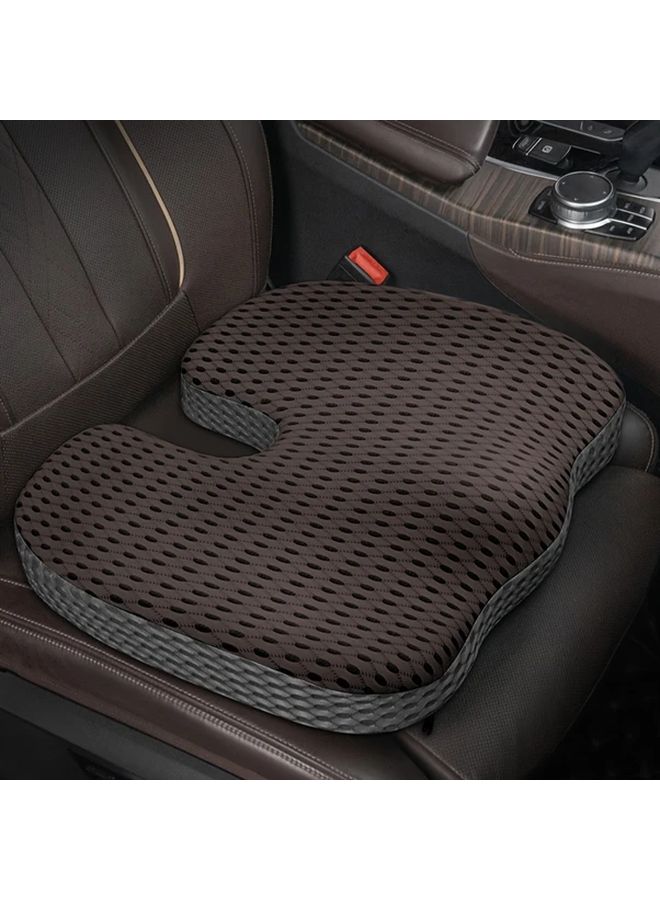 Brown Car Seat Cushion U Shaped Memory Foam Pad with Coral Mesh for Breathability and Hip Pain Relief - Image 5