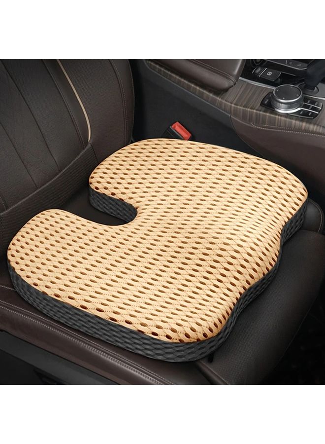 Brown Car Seat Cushion U Shaped Memory Foam Pad with Coral Mesh for Breathability and Hip Pain Relief - Image 4
