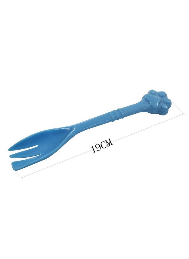 Kunhe Pet Dog Cat Feeding Scooping Can Tin Food Fork Mixing Spoon Blue 7.48Inch - Image 3