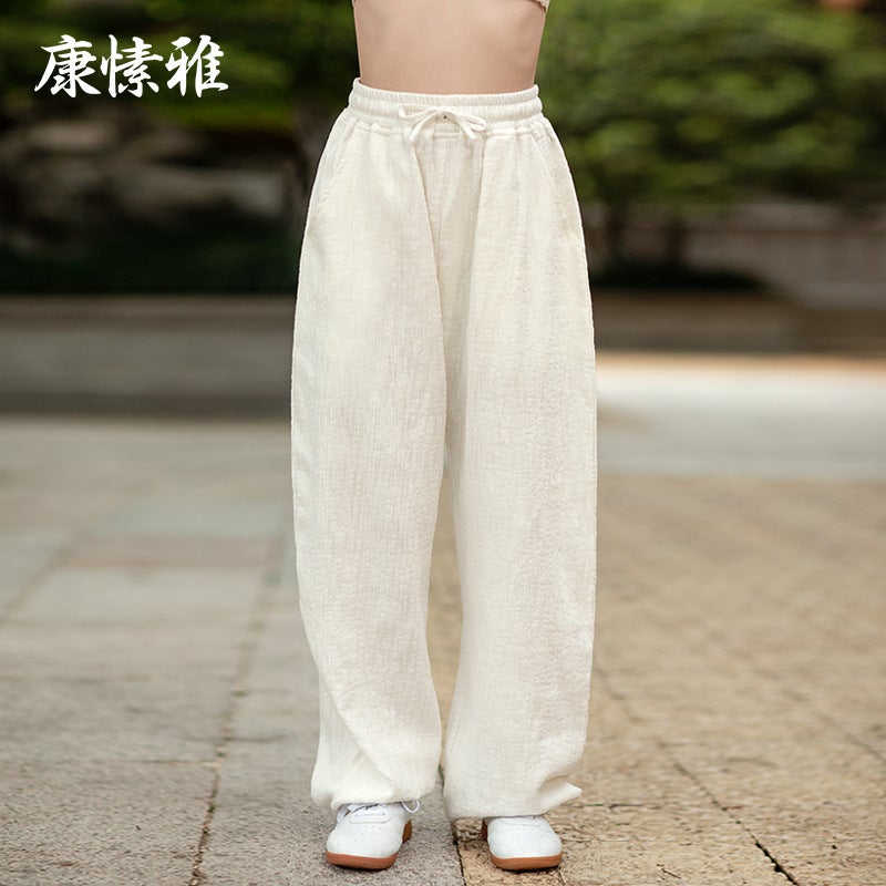 Kangxiaoya Men'S Cotton And Linen Thickened Yoga Fitness Pants Women'S Sports Casual Wide-Leg Ankle-Tied Casual Pants - Image 5