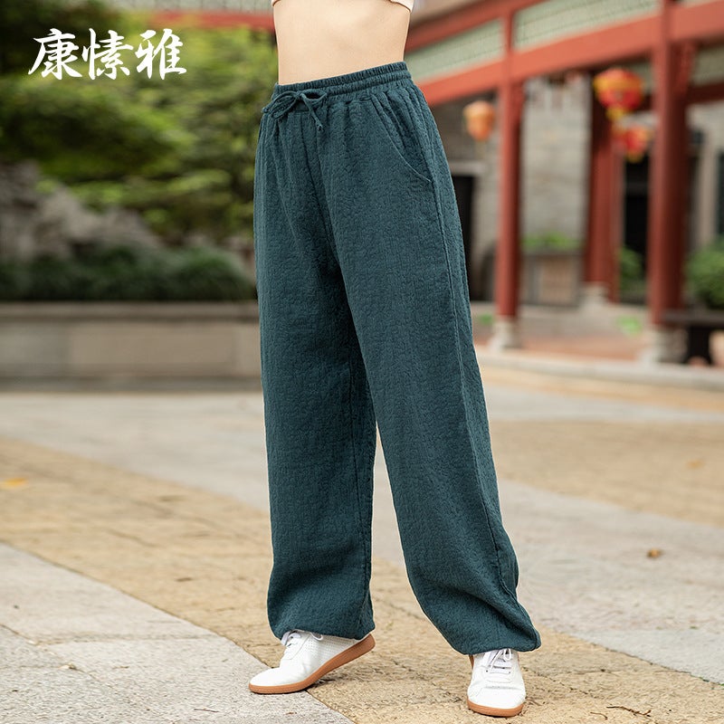 Kangxiaoya Men'S Cotton And Linen Thickened Yoga Fitness Pants Women'S Sports Casual Wide-Leg Ankle-Tied Casual Pants - Image 1