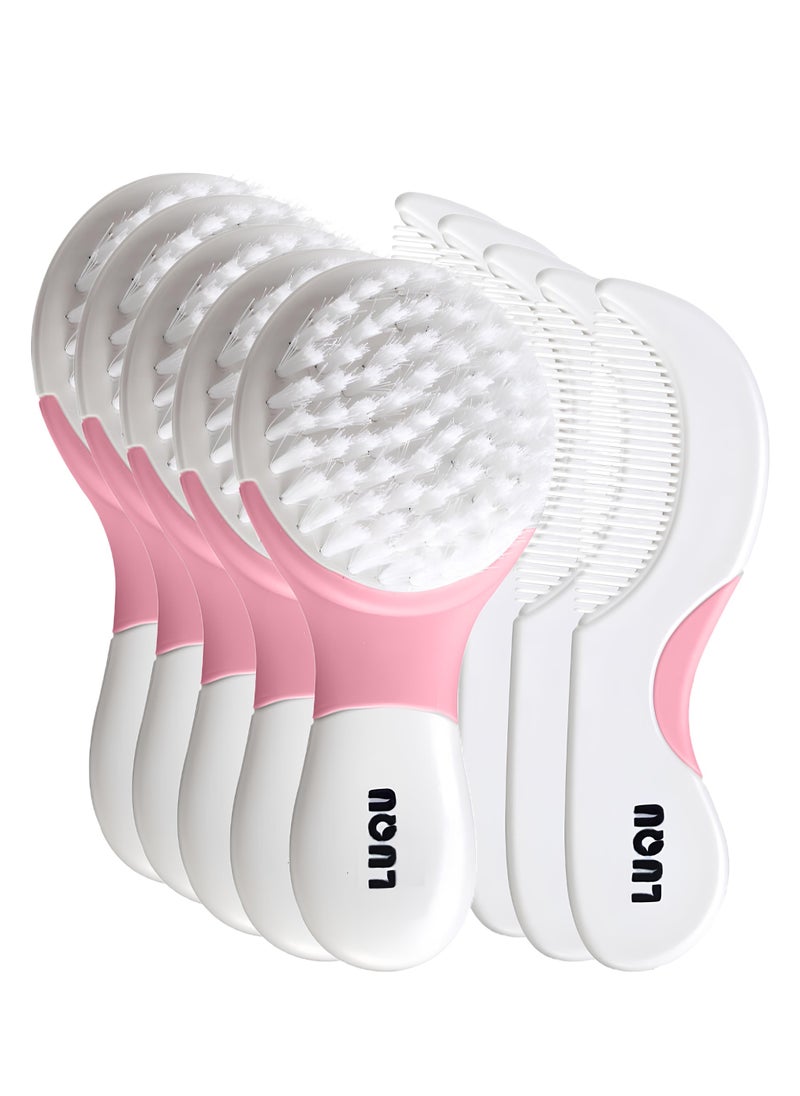 LuQu Comb and Brush Set-Pink-Pack of 5  - Image 1