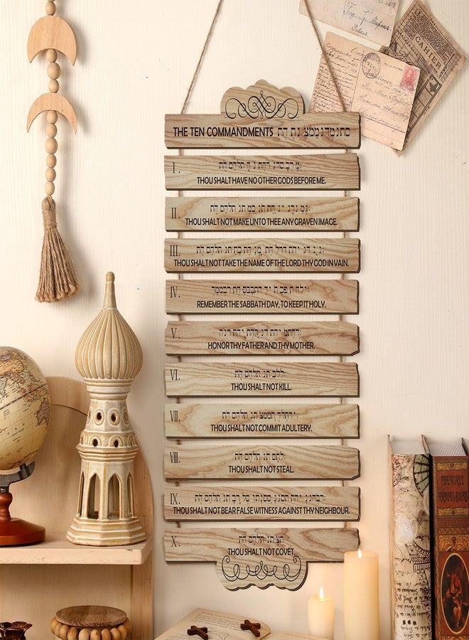 Barydat 10 Commandments Christian Wall Art Wooden Bible Verse Wall Decor Hanging Religious Scripture Wall Decor for Room Christian Prayer Bless Faith Spirit Courage - Image 5