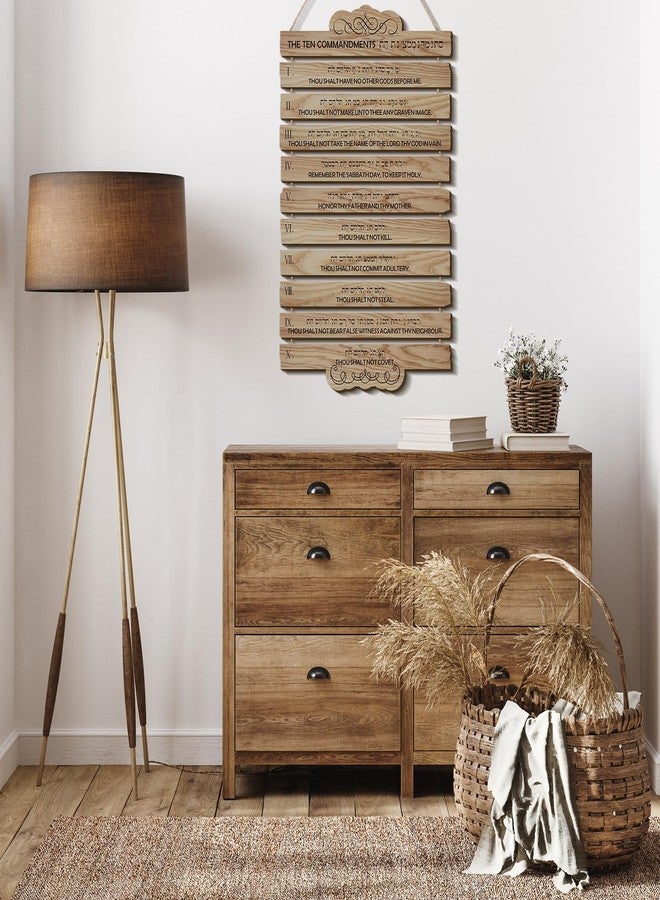 Barydat 10 Commandments Christian Wall Art Wooden Bible Verse Wall Decor Hanging Religious Scripture Wall Decor for Room Christian Prayer Bless Faith Spirit Courage - Image 3