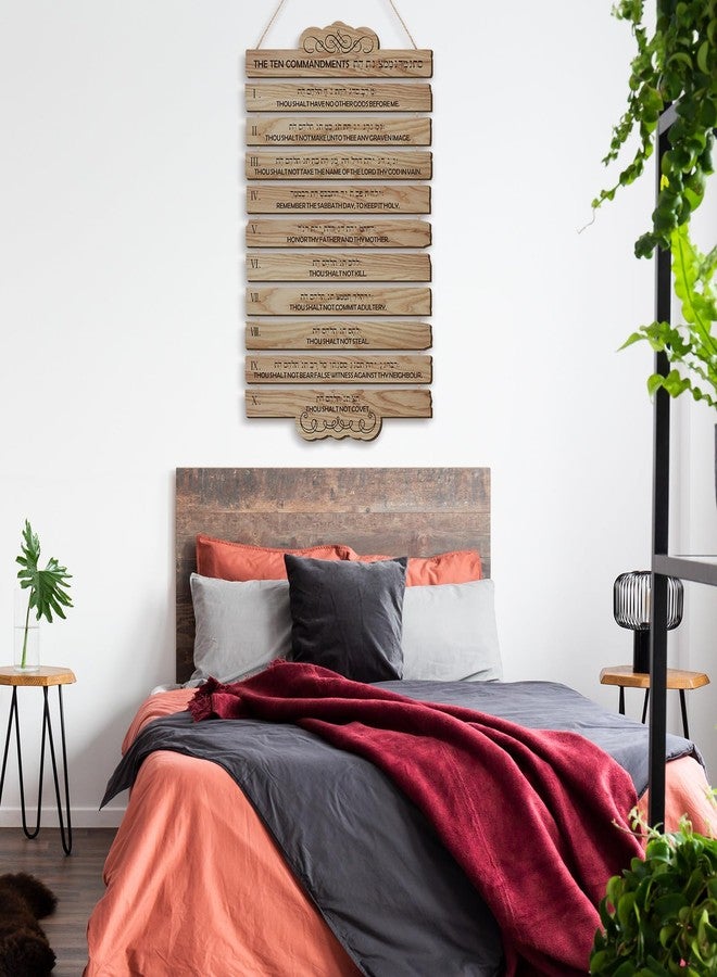 Barydat 10 Commandments Christian Wall Art Wooden Bible Verse Wall Decor Hanging Religious Scripture Wall Decor for Room Christian Prayer Bless Faith Spirit Courage - Image 4