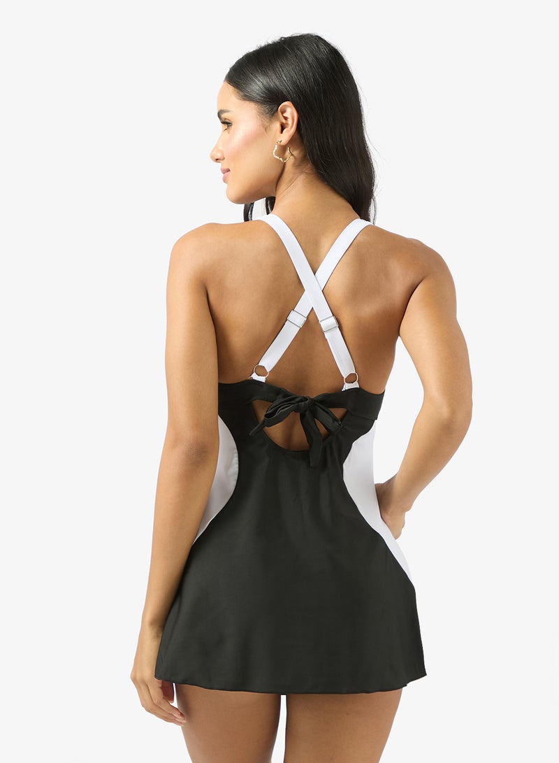 ELLA Colorblock Swimsuit With Cross Back Detail - Image 2