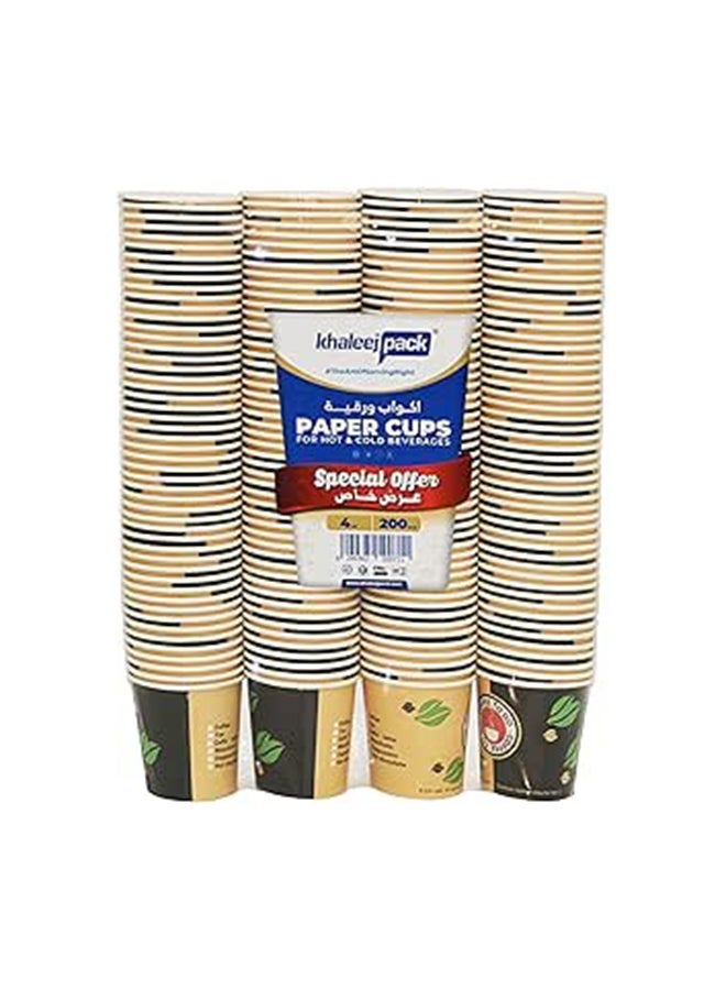 أكواب ورقية disposable سعة 4 أونصات، عبوة من 200 قطعة