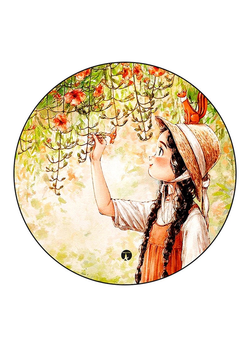 Girl Printed Mouse Pad  Round  Multicolour