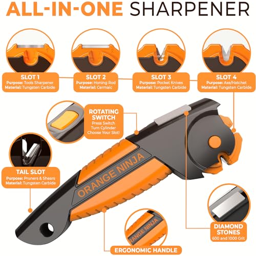 Sharp Pebble Orange Ninja 7-in-1 Garden Tool & Knife Sharpener ��� Sharpens Lawn Mower Blades, Axe, Hatchet, Machete, Pruner & Hedge Shears – Repairs & Hones Edges by Sharp Pebble - Image 3